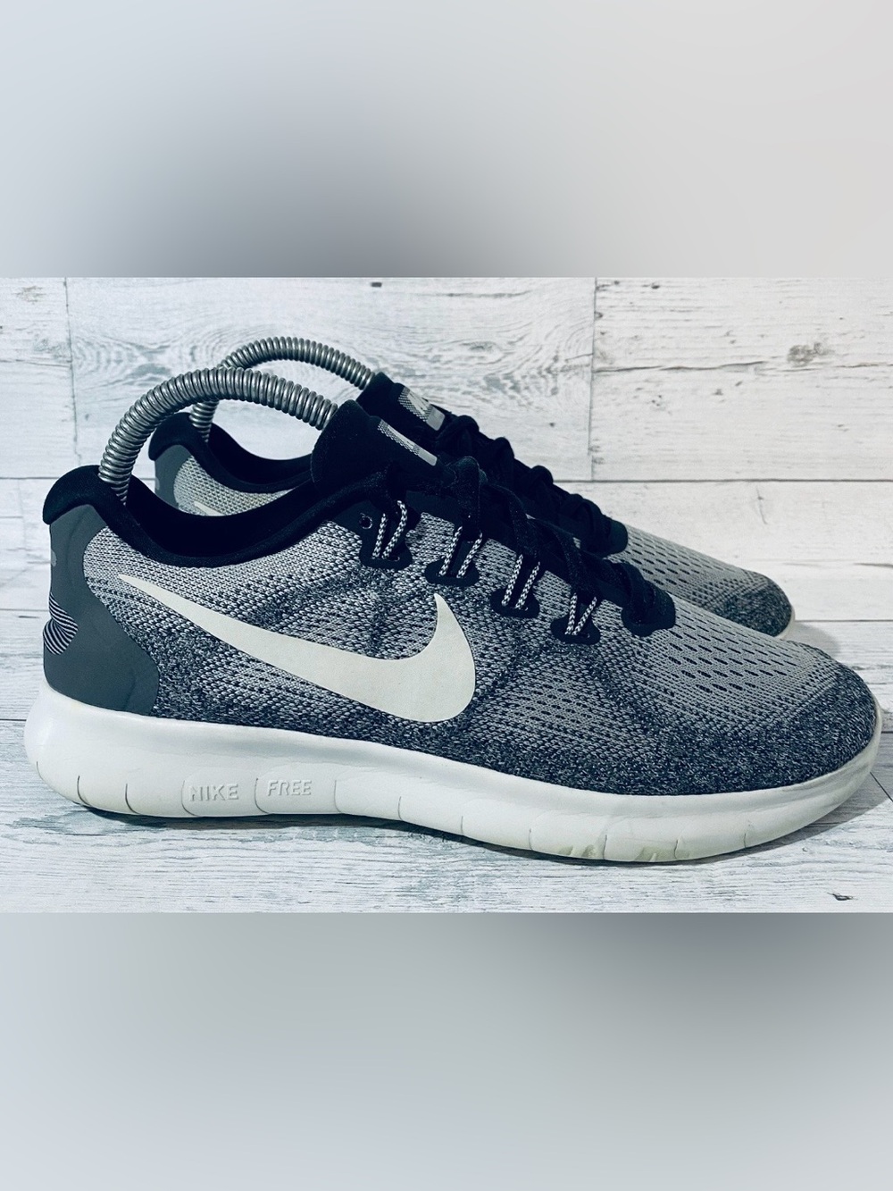Nike Free RN Knit Gray Black White Running 880839-002 Sneakers Shoes-Mens 9.5